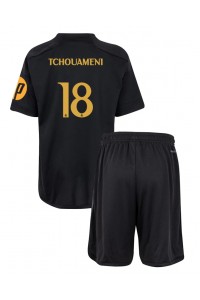 Fotbalové Dres Real Madrid Aurelien Tchouameni #18 Dětské Třetí Oblečení 2023-24 Krátký Rukáv (+ trenýrky)